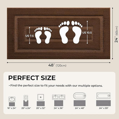 GRANNY SAYS Bathroom Rugs Non Slip 24" x 48", Bath Mats for Bathroom, Super Soft and Water Absorbent, Microfiber Washable Bath Rugs for Floor, Tub and Shower, Brown