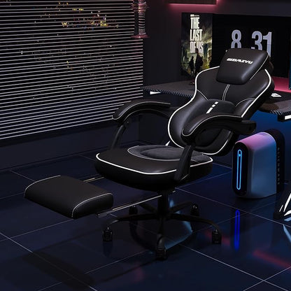 Ergonomic Office Chair with Adjustable Headrest and Footrest, High Back Desk Chair with Linkage Armrests, Reclining Swivel Chair for Home Office, Executive Office Chair (Black1)