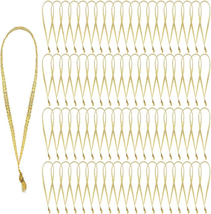 JUNEBRUSHS 300Pcs Christmas Ornament Hangers, Hand Tied String Ties, Ribbon Loops for Christmas Tree Hanging Decorations (Gold)