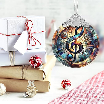 Christmas Ornament, 2025 Ornaments for Christmas Tree, Stained Glass Hanging Ornament, Holiday Ornaments, Unique Gift Idea - Musical Note