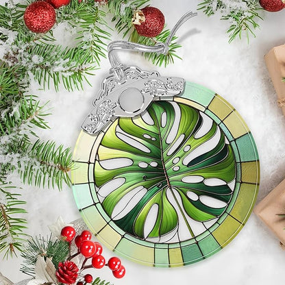 Monstera Leaf Stained Glass Orament - Christmas Ornament - Christmas Decorations for Tree - Holiday Present ldeas - Gift Exchange