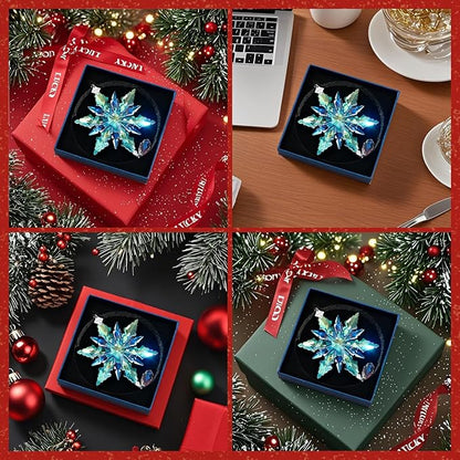 2025 Annual Christmas Ornaments Crystal Snowflake Star - Christmas Tree Ornaments Pendant Sun Catcher Home Hanging Decor (2025 Colored Crystal 3 Layers)