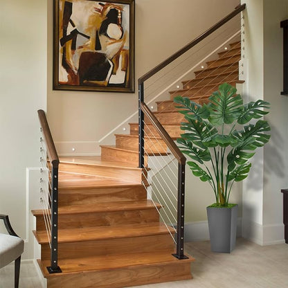 Artificial Monstera Deliciosa Plant 5FT - Faux Tropical Palm Tree with Gray Tall Planter - Fake Swiss Cheese Floor Plant Potted - Artificial Tree for Home Office Living Room Decor Indoor