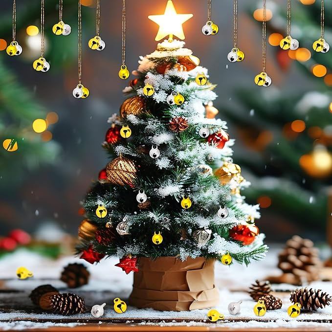 Augshy 200 Pcs Gold Small Jingle Bells, 1/4 Inch Craft Bells Mini Bulk for Christmas Home and Pet Decorations Bracelet Necklace Jewelry Making Xmas Decor Party Favors Supplies (Gold)