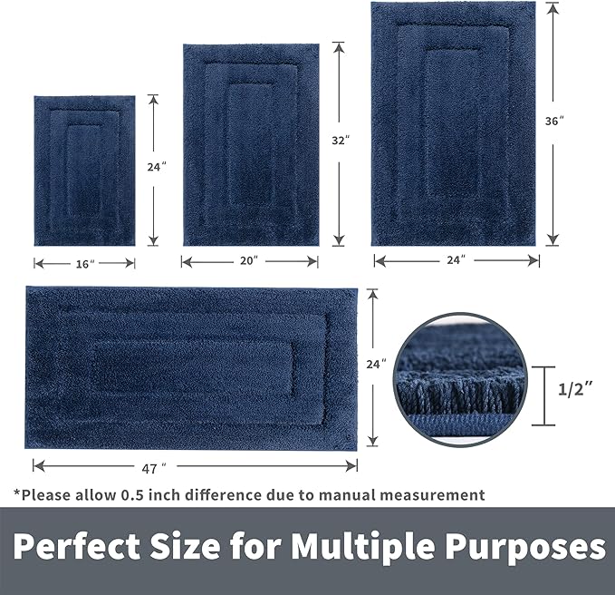 GRANNY SAYS Long Bathroom Rug Mat, Bath Mats Non-Slip, Super Soft and Water Absorbent, Large Bath Rugs, Machine Wash Dry, Bathroom for Floor, Tub and Shower, 24" x 48"