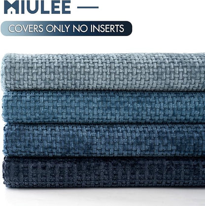 MIULEE Pack of 4 Throw Pillow Covers 20x20 Inch Neutral Blue Soft Decorative Chenille Pillow Covers Farmhouse Accent Cushion Covers for Boho Western Home Coastal Decor Bedroom Living Room