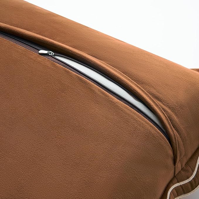 MONDAY MOOSE Decorative Throw Pillow Covers Cushion Cases, Set of 2 Soft Velvet Scalloped Wavy Edge Designs, Mix and Match for Home Decor, Pillow Inserts Not Included (Beige/Brown, 16x16 inch)