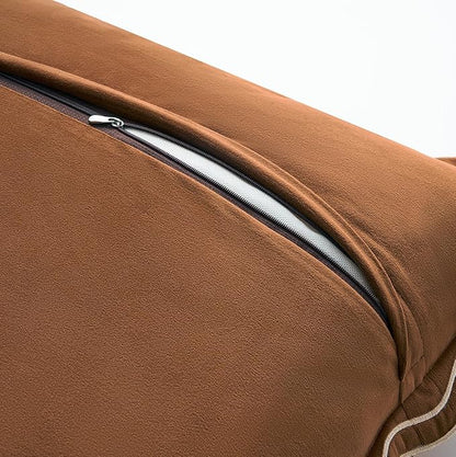 MONDAY MOOSE Decorative Throw Pillow Covers Cushion Cases, Set of 2 Soft Velvet Scalloped Wavy Edge Designs, Mix and Match for Home Decor, Pillow Inserts Not Included (Beige/Brown, 16x16 inch)