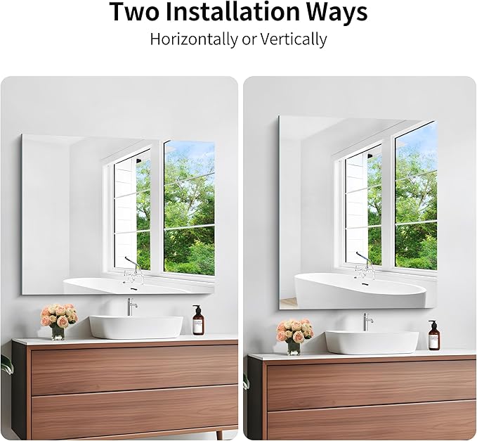 KOCUUY Frameless Bathroom Wall Mirror, 30"x36" Frameless Mirror for Bathroom Sink, Unframed Mirrors for Wall Upgraded Shatterproof Design, Modern Decorative for Bedroom, Living Room, Entryway