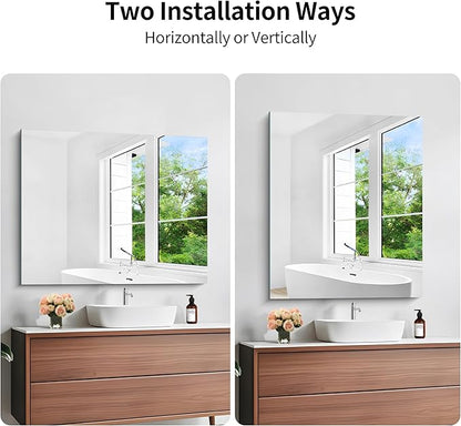 KOCUUY Frameless Bathroom Wall Mirror, 30"x36" Frameless Mirror for Bathroom Sink, Unframed Mirrors for Wall Upgraded Shatterproof Design, Modern Decorative for Bedroom, Living Room, Entryway