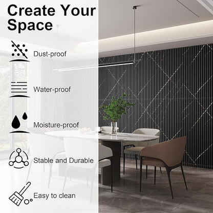 8-Pack WPC Wood Panels for Wall - 96 x 6.6 Inch 3D Acoustic Wall Panels, Waterproof and Easy Installation, Accent Slat Wall Paneling for Living Room, Office, Granite