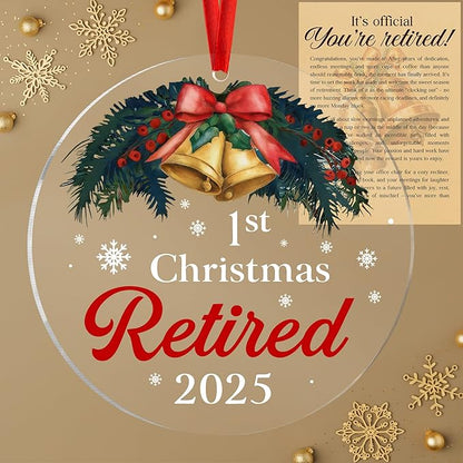 First Christmas Retired Ornament 2025, Retirement Gift for Woman, Men, Happy Retirement Gifts for Nurses, Teacher, Police, Doctor, Coach, Boss, Coworker, Mom, Dad, Friend, Best Retiring Present