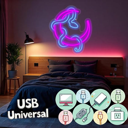 Snake on Moon Neon Sign, Animal Neon Sign, Neon sign Art Bedroom, Snake wall decor, Python Signs For Bedroom Beer Bar Neon Light Sign Hotel Party Club Office Art Lights for Kid Bedroom Man Cave Bar-Purple