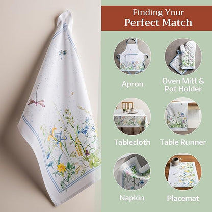 Maison d'Hermine Dish Towels 100% Cotton Absorbent Fleurs De Mai Set of 3 Spring Summer