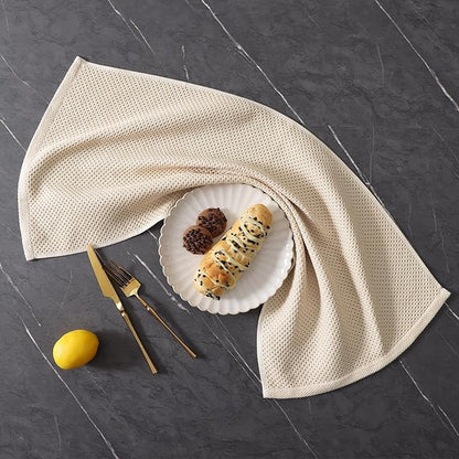 Homaxy 100% Cotton Kitchen Towels and Dishcloths Set, 12 x 12 Inches and 13 x 28 Inches, Set of 16 Bulk Kitchen Towels Set, Ultra Soft Absorbent Dish Cloths for Washing Dishes, Beige