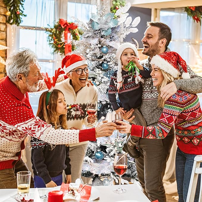 Christmas Ball Ornaments, 30ct 2.36 Inch Blue Shatterproof Clear Plastic Pet Ornaments for Holiday Wedding Party Gift Decorations