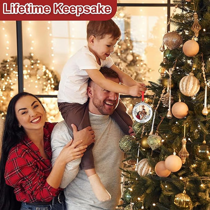 COCHIE 2025 Merry Christmas Photo Frame Ornament for Tree Stocking Hanging Decorations, Personalized Xmas Gifts, Picture Frame Christmas Keepsake (Xmas Ball)