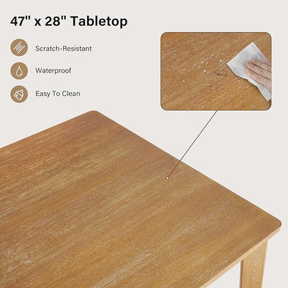 Modern Dining Table Set for 4, Wooden Farmhouse Dining Roon Table and Solid Wood Chairs, 7-Piece Dining Set for Home, Kitchen, Dining Room, 6 Upholstered Chairs, Solid Wood Legs