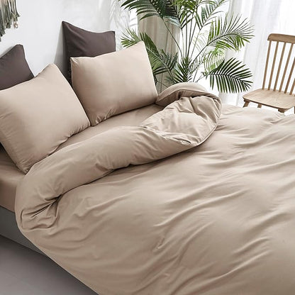 CLOTHKNOW Khaki Full Size Comforter Sets Taupe Bedding Comforter Sets Soft Tan Comforter Beige Coffee Comforter with 2 x Pillow Cases