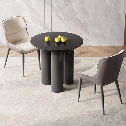31.49" Black Round Dining Table with Three Stable Legs, Single Side Table for Living Room,Space Saving Coffee Table for 1-4 People，Kitchen Table,