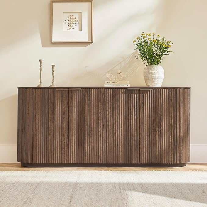 CHITA 70" Sideboard Buffet Cabinet with Storage, Living Room Accent Cabinet with Doors and Adjustable Shelves, for Bar, Kitchen, Walnut