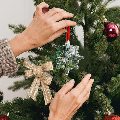 2025 Clear Crystal Snowflake Ornaments for Christmas Tree 3.15" Glass Crystal Star Ornament for Tree