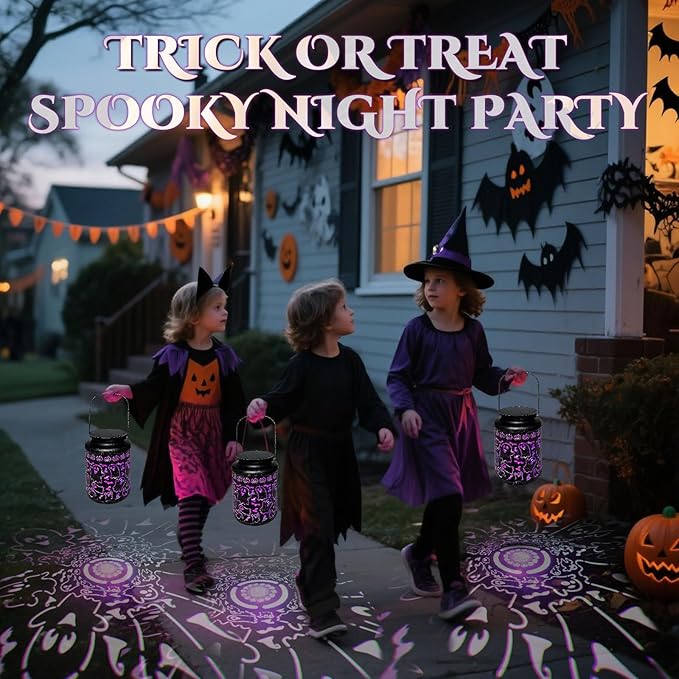 Solar Halloween Lights Outdoor Ghost Decorations - Spooky Metal Solar Lanterns Outdoor Waterproof for Patio, Yard, Home Decor and Party Favors, Fun Halloween Gifts for Kids & Women