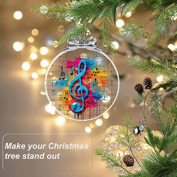 Musical Note Stained Glass Ornament - Musician Gifts for Women Men Friends Teachers - Hanging Christmas Ornaments for Christmas Tree Decorations, Holiday Keepsake Present Exchange Ideas