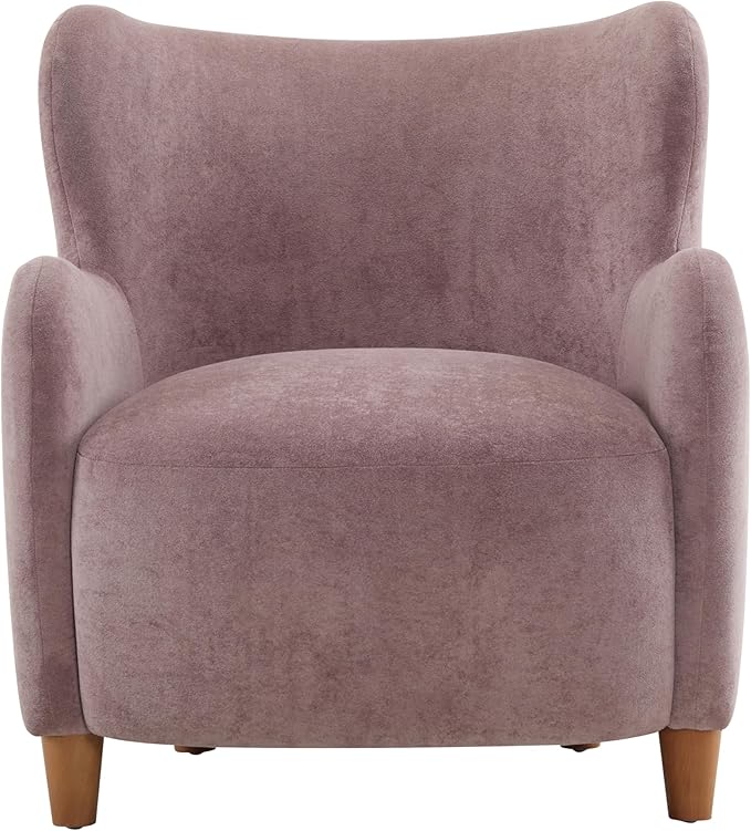Christopher Knight Home Auden Wingback Accent Chair, Fabric Club Chair, Velvet Upholstered Armchair,Curved Backrest Single Sofa,Soft Cushion Seating, Reading Lounge Chair for Living Room, Dusty Orchid