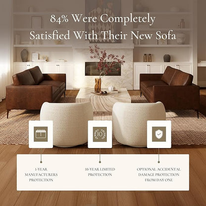 POLY & BARK Mateo Leather Sofa 82" in Full-Grain Pure-Aniline Italian Tanned Leather in Chocolate Brown