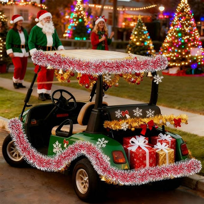 50Ft Christmas Red Tinsel Garland Xmas Tree Decorations Metallic Glitter Twist Garland for Christmas Decorations Anniversary Birthday Wedding Holiday Supplies Indoor Outdoor Supplies