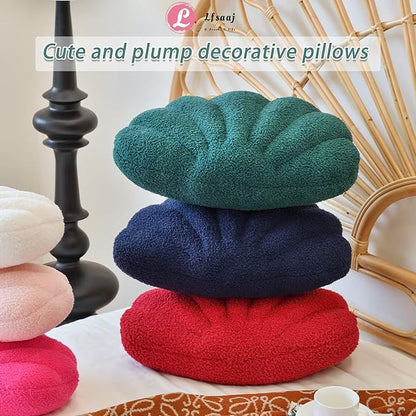 Seashell Throw Pillows, Shell Shaped Throw Pillows, 18 Inch Soft Home Decorative Pillow Plush Cushion for Bed Couch Living Room Decor Accent Throw Pillow (Navy 18Inch)