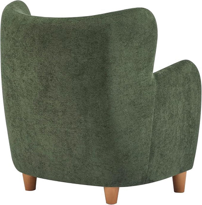 Christopher Knight Home Auden Wooden Low Profile Accent Chair, Velvet Upholstered Wingback Living Room Lounge Chair, Bedroom Comfy Reading Chair, Curved Backrest Single Sofa with Armrest, Olive Green