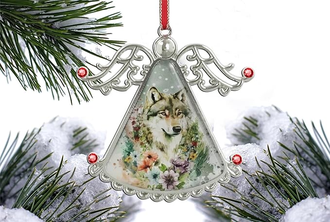 XUTAI Angel Christmas Tree Ornament Glass Christmas Hanging Angel Glass Pendant for Holiday Decoration - Wolf
