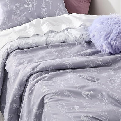 Bedsure Twin/Twin XL Comforter Set - Lavender Comforter, Cute Floral Bedding Comforter Sets, Gifts for Woman, 2 Pieces, 1 Soft Reversible Botanical Flowers Comforter and 1 Pillow Sham