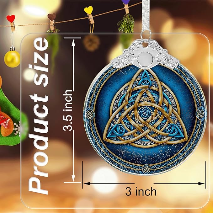 Celtic Knot Stained Glass Ornament - Hanging Ornaments for Christmas Tree, Christmas Ornaments Xmas Decorations, Holiday Keepsake Present Exchange Ideas