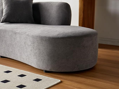 90" Curved Sofa with Throw Pillows, 4 Seater Luxury Velvet Couch with Half Moon Design and High-Density Foam, Ideal for Modern Living Room, Office & Apartment, Grey