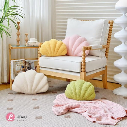 Pink Seashell Throw Pillows, Shell Shaped Throw Pillows, 13 Inch Soft Home Decorative Pillow Plush Cushion for Bed Couch Living Room Decor Accent Throw Pillow