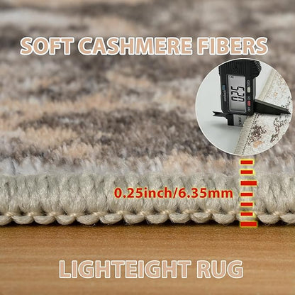 Runner Rug for Hallways Kitchen 2'6"x8' Washable Non Slip: Carpet Non Skid 8ft Entryway Rubber Backed 8 Feet Neutral Abstract Modern Rug Low Pile Pet Friendly Indoor Brown Beige