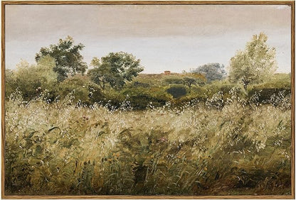 KBKBART Framed Canvas Wall Art, Vintage Meadow Landscape Wall Art Prints, Retro Country Wildflower Field Farmhouse Wall Decor Ready To Hang for Bedroom, Bathroom, Living Room, Kitchen, Vintage Room