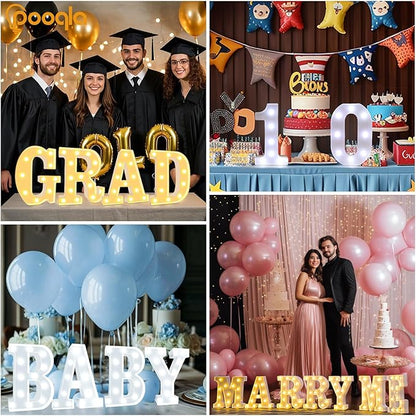 Pooqla LED Marquee Letter Lights, Warm White and Cool White Decorative Lighted Letters, Light Up Alphabet Letters for Boys Girls, Party, Wedding, Bar, Night Light, Birthday Decoration, Letter N