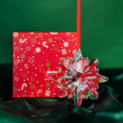 2025 Clear Crystal Snowflake Ornaments for Christmas Tree 3.15" Glass Crystal Star Ornament for Tree