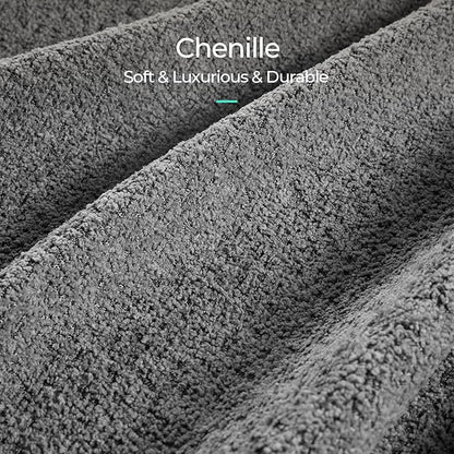 LINSY Accent Chair Ottoman Set: Chenille Barrel Chair with Foot Rest, Mid-Century Modern Small Reading Chair Upholstered Armchair with Footrest for Living Room Bedroom Study Room Office