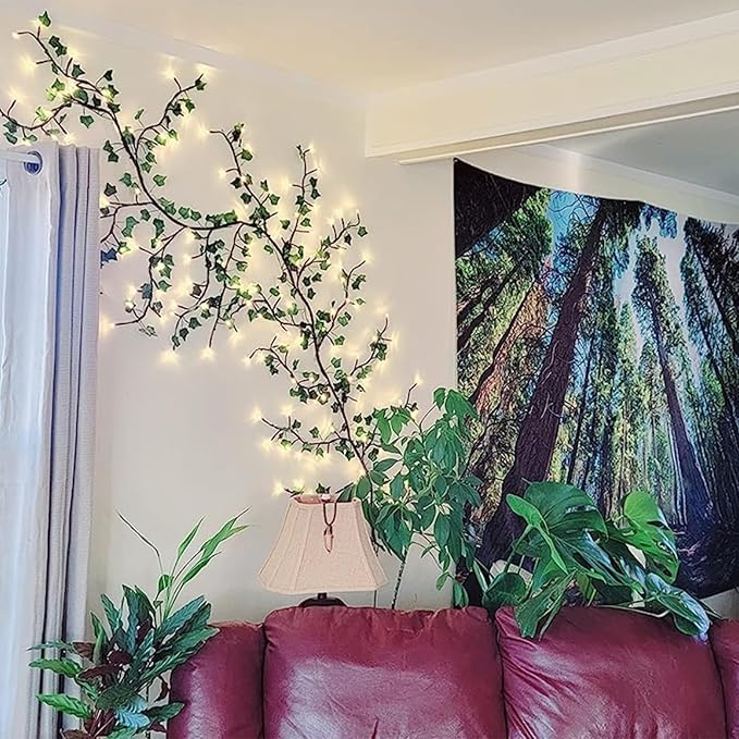 2PCS Enchanted Willow Vine Lights for Home Decor,Flexible DIY Lighted Branches with Remote On/Off Timer Dimmer,7.5FT Lighted Willow Vine 144LEDs for Bedroom Aesthetic Living Room Decor,Brown