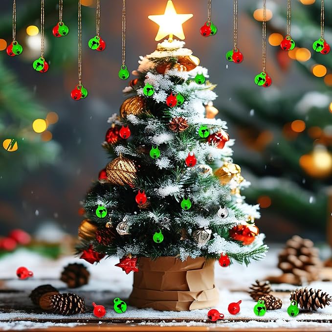 Augshy 200 Pieces Jingle Bells 1/4 Inch Craft Bell Mini Bell Bulk for Christmas Home and Pet Decorations Bracelet Necklace Knitting Jewelry Making Xmas Decor Party Favors Supplies (Red and Green)
