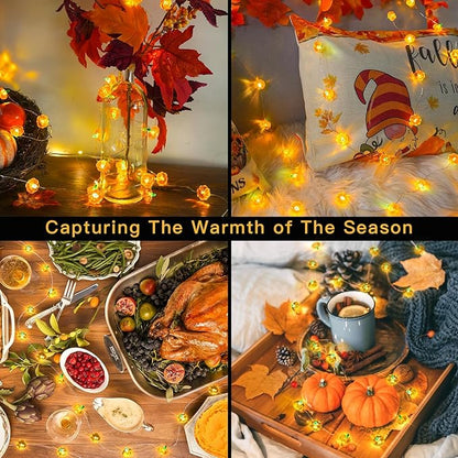 suddus 3D Pumpkin String Lights, 12.8ft 40 LED Fall Fairy Lights Battery Operated with Remote& 8 Modes & Timer, Waterproof Orange Lights for Indoor Outdoor Home, Party, Harvest Thanksgiving Décor