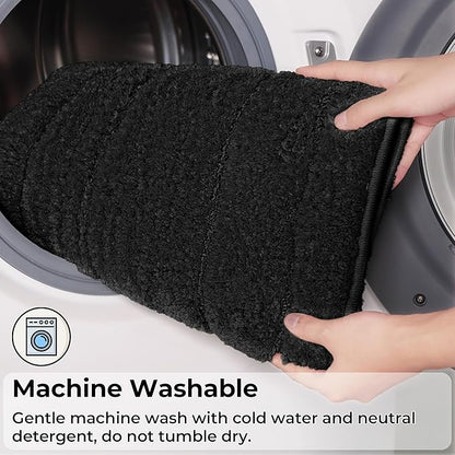 GRANNY SAYS Large Bathroom Rugs Non Slip Washable, 24" x 43", Water Absorbent Bath Mats for Bathroom, Thick Soft Shaggy Bath Rug, Microfiber Shower Room Floor Mat Decor, Black