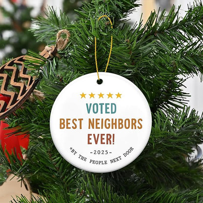 Christmas Best Neighbor Gifts for Women - Ceramic Christmas Ornaments 2025 - Friendship Gifts for Neighbors, Hello Neighbor Friends Ornament, Stocking Stuffers for The Neighborhood