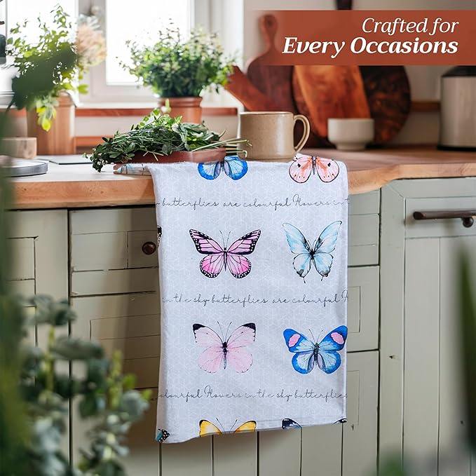 Maison d'Hermine Dish Towels 100% Cotton Absorbent Blossoms in Spring Set of 3 Spring Summer