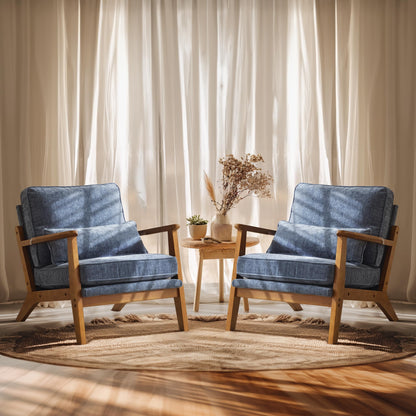 VINGLI Solid Wood Wide Armrests Accent Chair,Upholstered Mid Century Modern Chair with Pillow,Comfy Reading Chair Farmhouse Arm Chair,Chairs Living Room,Bedroom,Guest Room,Teddy Fleece,Khaki